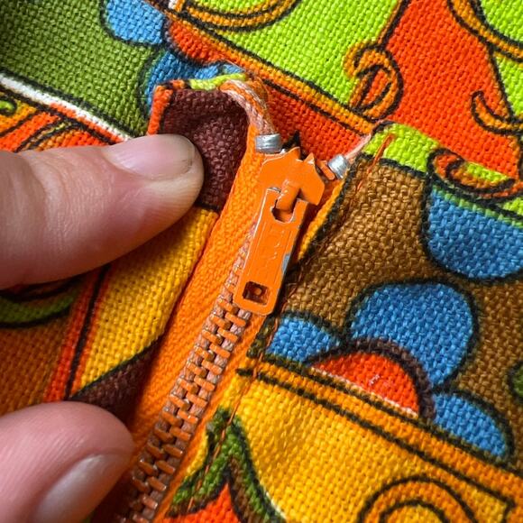 VIntage 60's Orange Patterned Square Women's Dress XS/S Made In Mexico - Picture 8 of 8